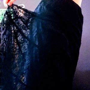 (long) black skirt with lace layer on top